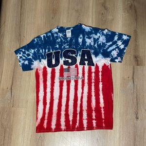 Vintage Tie-Dye USA Washington DC‎ T Shirt. Red and Blue. Size Medium.